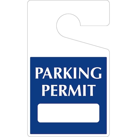Lustre-Cal Economy Hanging Parking Permit Dark Blue 5in x 3in 20mil Plastic 1 Blank No Pad, 50PK 253378201Bd0000